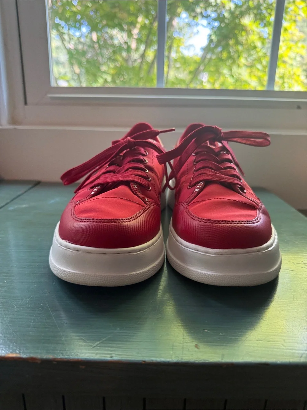 Tommy Hilfiger Red Lace-Up Platform Sneakers